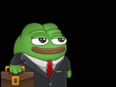 A Green Frog Wearing A Suit And Tie Is Holding A Brown Briefcase GIF