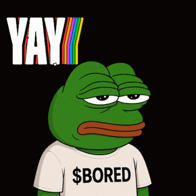 A Green Frog Wearing A White Shirt That Says $ Bored GIF