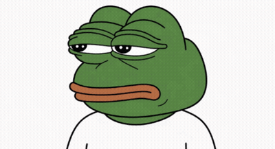 A Green Frog With A Brown Tongue And A Sad Look On His Face GIF