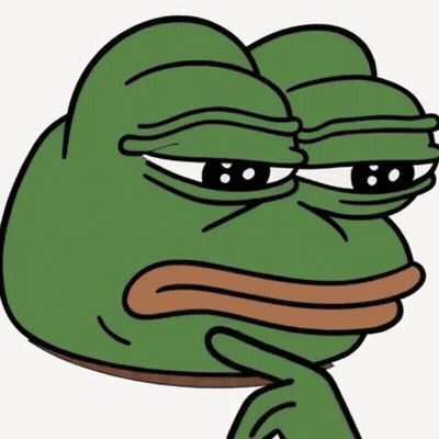 A Green Frog With A Brown Tongue Is Thinking With His Hand On His Chin GIF