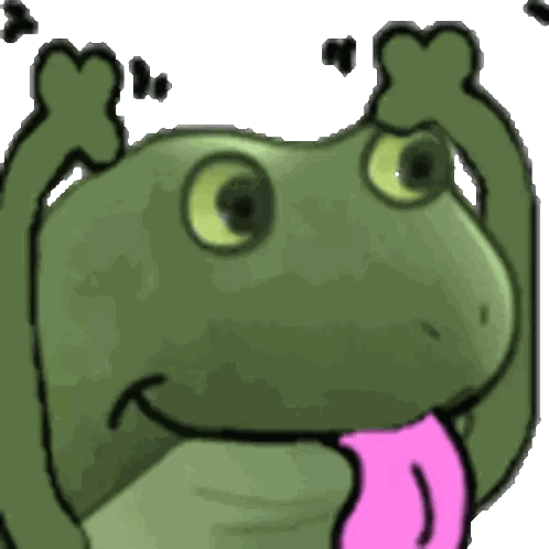 A Green Frog With A Pink Tongue Sticking Out Is Smiling Sticker