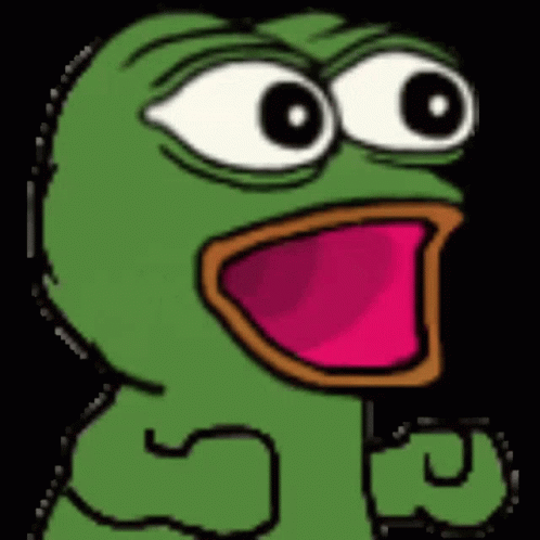 A Green Frog With Big Eyes And A Pink Mouth Is Screaming . GIF