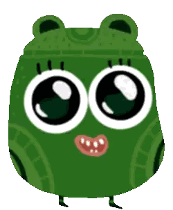 A Green Frog With Big Eyes And A Red Lip Sticker