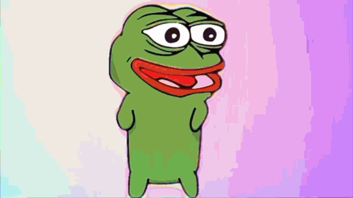 A Green Frog With Big Eyes And A Red Mouth GIF
