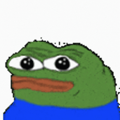 A Green Frog With Big Eyes Is Wearing A Blue Shirt And A Blue Scarf . GIF
