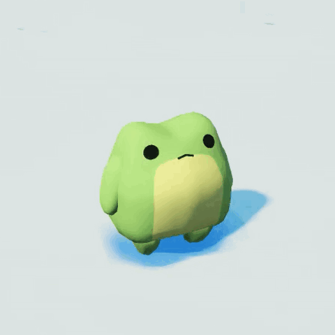 A Green Frog With Black Eyes And A Yellow Chest GIF
