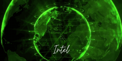 A Green Globe With The Intel Logo In The Middle GIF