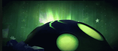 A Green Glowing Object In A Dark Room GIF