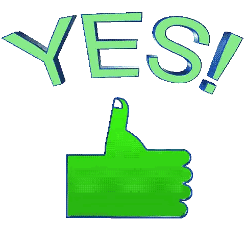 A Green Hand Giving A Thumbs Up With The Word Yes Behind It Sticker