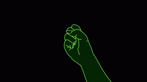 A Green Hand Is Reaching Out On A Black Background . GIF