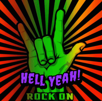 A Green Hand Making A Rock On Sign GIF