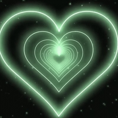 A Green Heart Is Surrounded By Other Hearts GIF