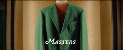 A Green Jacket With The Word Masters On The Bottom GIF