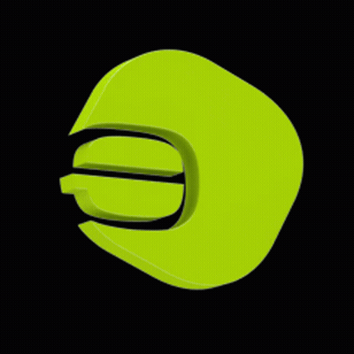 A Green Letter E With A Black Border On A Black Background GIF