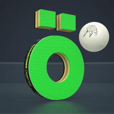 A Green Letter O Is Surrounded By Green Blocks And A White Ping Pong Ball GIF