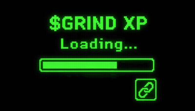 A Green Loading Bar That Says Grind Xp On It GIF