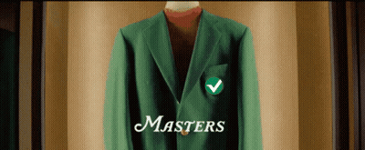 A Green Masters Jacket With A Green Check Mark GIF