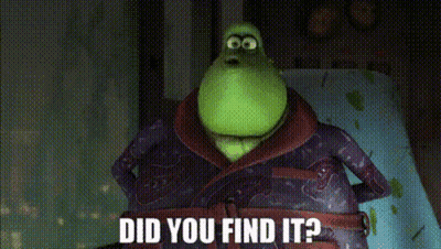 A Green Monster In A Robe Says Did You Find It ? GIF