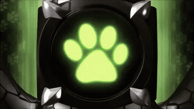 A Green Paw Print Is Glowing In The Dark On A Green Background . GIF