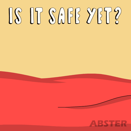 A Green Penguin Is Peeking Over A Red Blanket With The Words Is It Safe Yet GIF