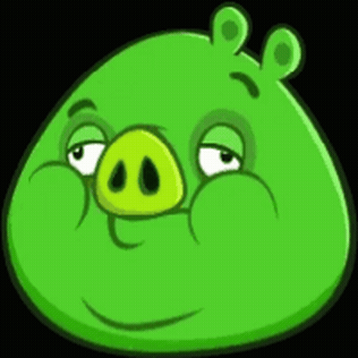 A Green Pig With A Pink Nose Is Looking At The Camera With His Eyes Closed GIF