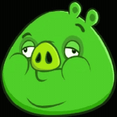 A Green Pig With A Yellow Nose Is Looking At The Camera With A Black Background . GIF