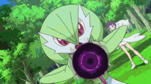 A Green Pokemon With A Purple Circle In Its Mouth GIF