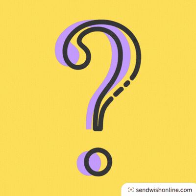 A Green Question Mark On A Yellow Background With Sendwishonline.com GIF