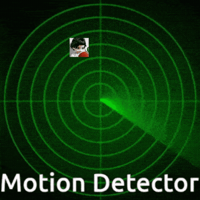 A Green Radar Screen With The Words Motion Detector Below It GIF