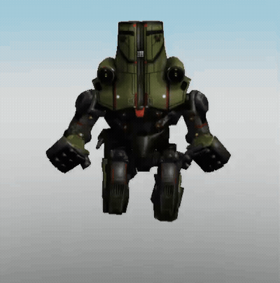 A Green Robot Is Flying In The Air With A Blue Sky Behind It GIF