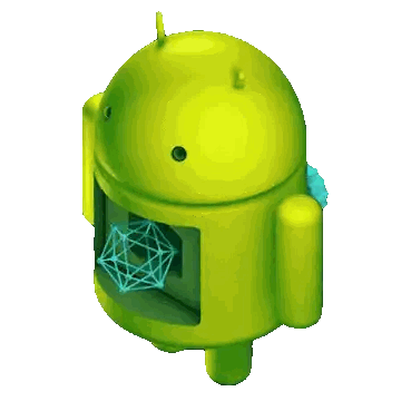 A Green Robot With A Blue Cube Inside Of It 'S Head Sticker