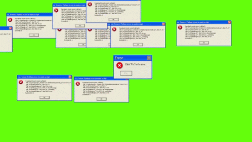 A Green Screen With A Bunch Of Error Messages On It GIF