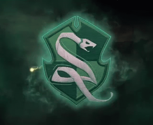 A Green Shield With A White Snake And The Letter S GIF