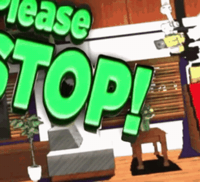A Green Sign That Says Please Stop On It GIF
