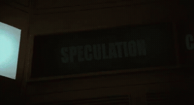A Green Sign That Says Speculation Is Lit Up At Night GIF