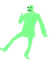 A Green Silhouette Of A Man With A Sad Face On His Face . Sticker