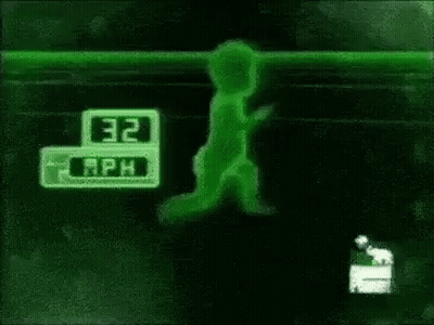 A Green Silhouette Of A Person Running On A Track With A Speedometer . GIF