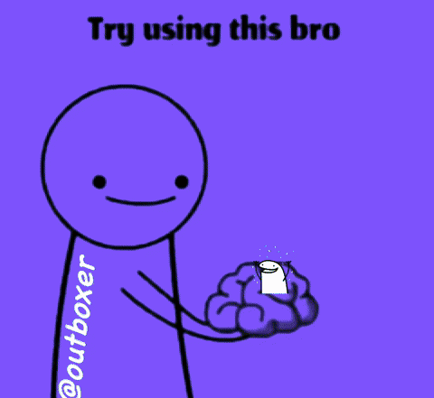 A Green Stick Figure Is Holding A Brain With The Words Try Using This Bro GIF