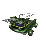 A Green Vehicle With Two Cannons On It Is Being Destroyed By A White Background . Sticker