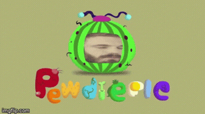A Green Watermelon With A Man 'S Face Inside Of It And The Word Pewdiepie GIF