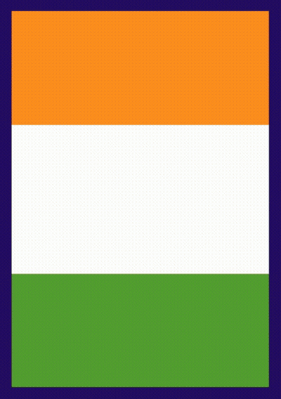 A Green White And Orange Flag With A Temple In The Background GIF