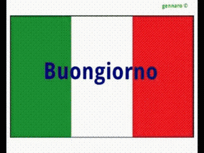 A Green White And Red Flag With The Words Buongiorno In Blue GIF