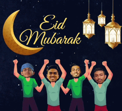 A Greeting Card For Eid Mubarak With A Crescent Moon GIF