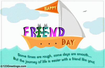 A Greeting Card For Friend Day With A Sailboat GIF