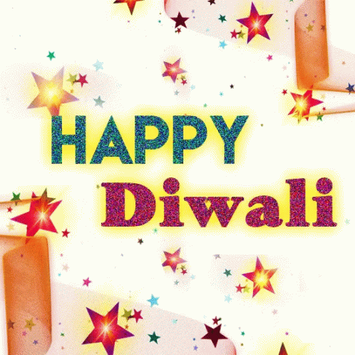 A Greeting Card For Happy Diwali With Candles And Stars GIF