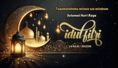 A Greeting Card For Idul Fitri With A Crescent Moon GIF