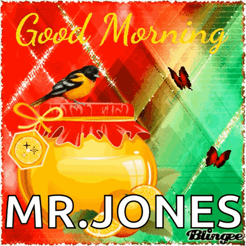 A Greeting Card For Mr. Jones With A Bird On A Jar Of Honey GIF