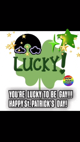 A Greeting Card For St. Patrick 'S Day With A Shamrock And The Words Lucky GIF