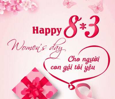A Greeting Card For Women 'S Day With A Heart And Flowers GIF
