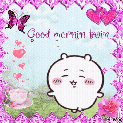 A Greeting Card That Says " Good Mornin Twin " On It GIF